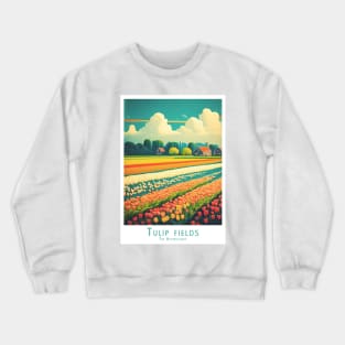 Vibrant Retro Vintage Tulip Fields of The Netherlands Crewneck Sweatshirt